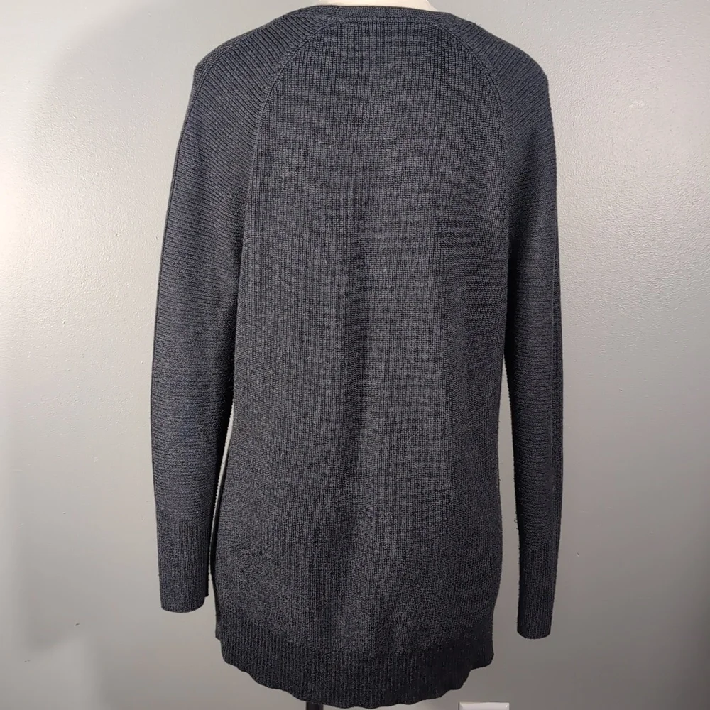 Athleta Vneck Long Gray Sweater, Sz. S. - Picture 2 of 4